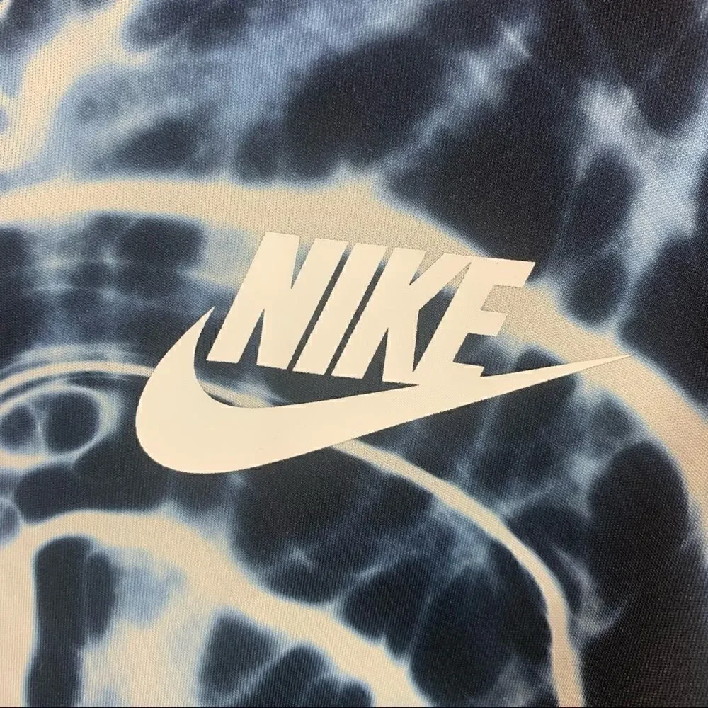 Nike blue white top tie dye elastic waist medium (c1)